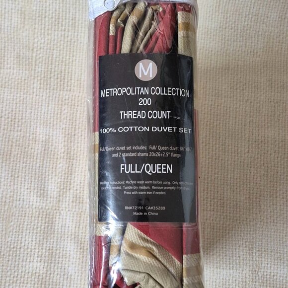 Metropolitan Collection 200TC 100% Cotton FULL/QUEEN Duvet Set Rust Red & Brown - Picture 4 of 6